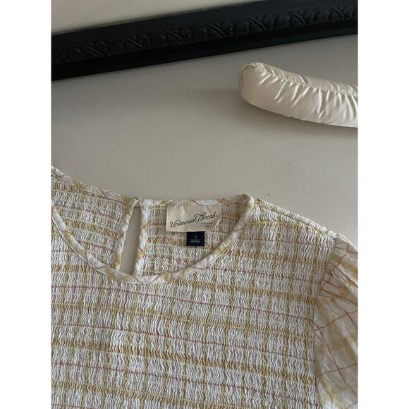 Universal Threads Yellow Plaid Shirred Top - Size Small - Picture 8 of 8